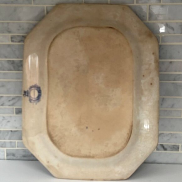 Antique English Early Blue Transferware Platter| T.J.& J. Mayer - Picture 5 of 6